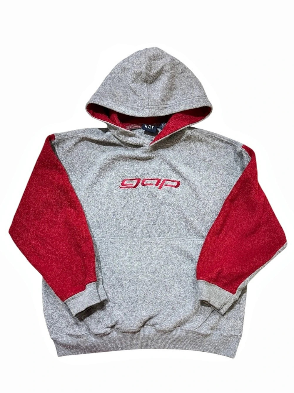 Y2K Vintage GAP Boys Medium Gray & Red Hoodie 2000s